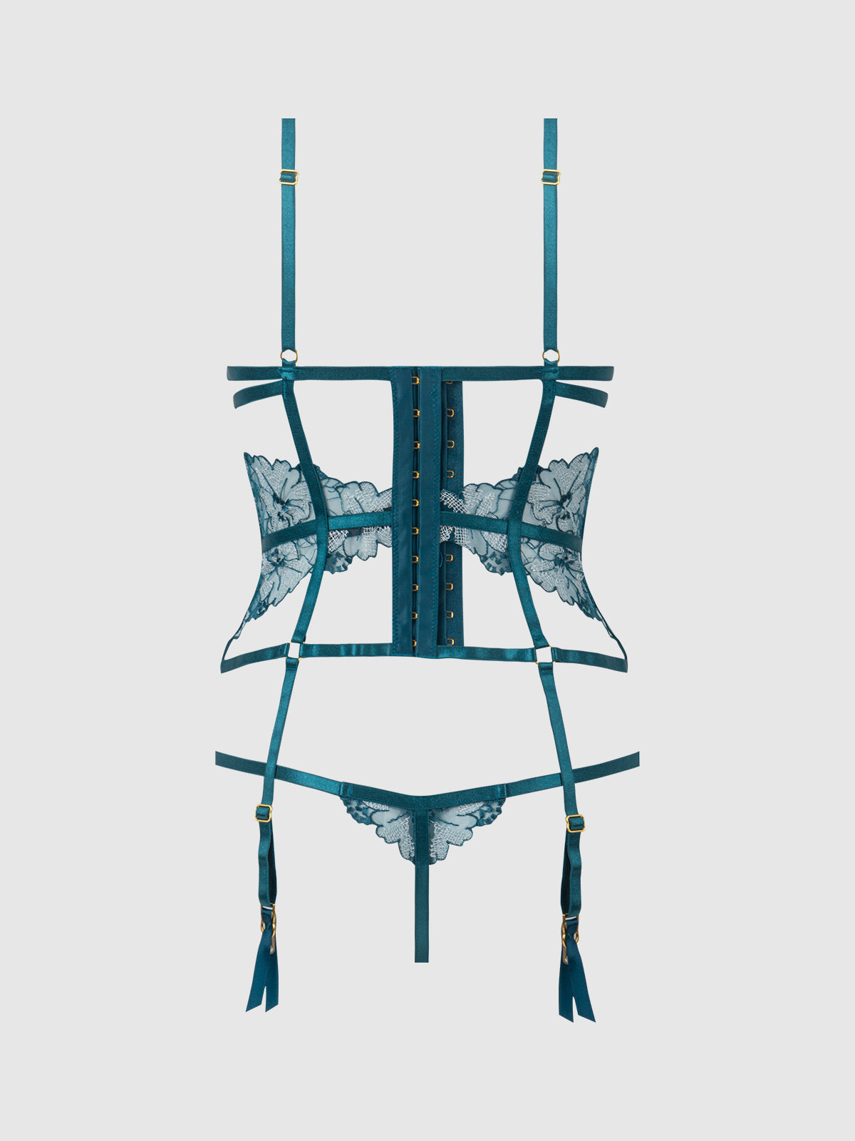 NOVA BLACKLIGHT BUSTIER SET JADED BLUE / S