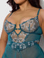 NOVA BLACKLIGHT BABYDOLL SET JADED BLUE / S