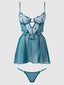 NOVA BLACKLIGHT BABYDOLL SET JADED BLUE / S