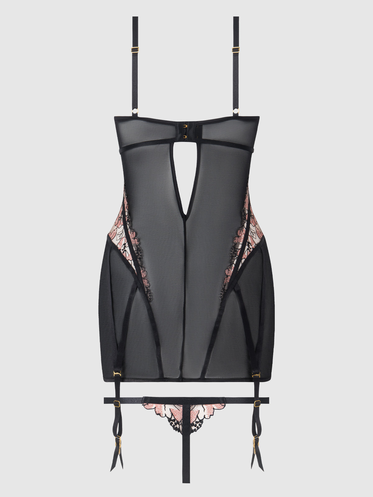 NOVA BLACKLIGHT CHEMISE SET BLACK / S