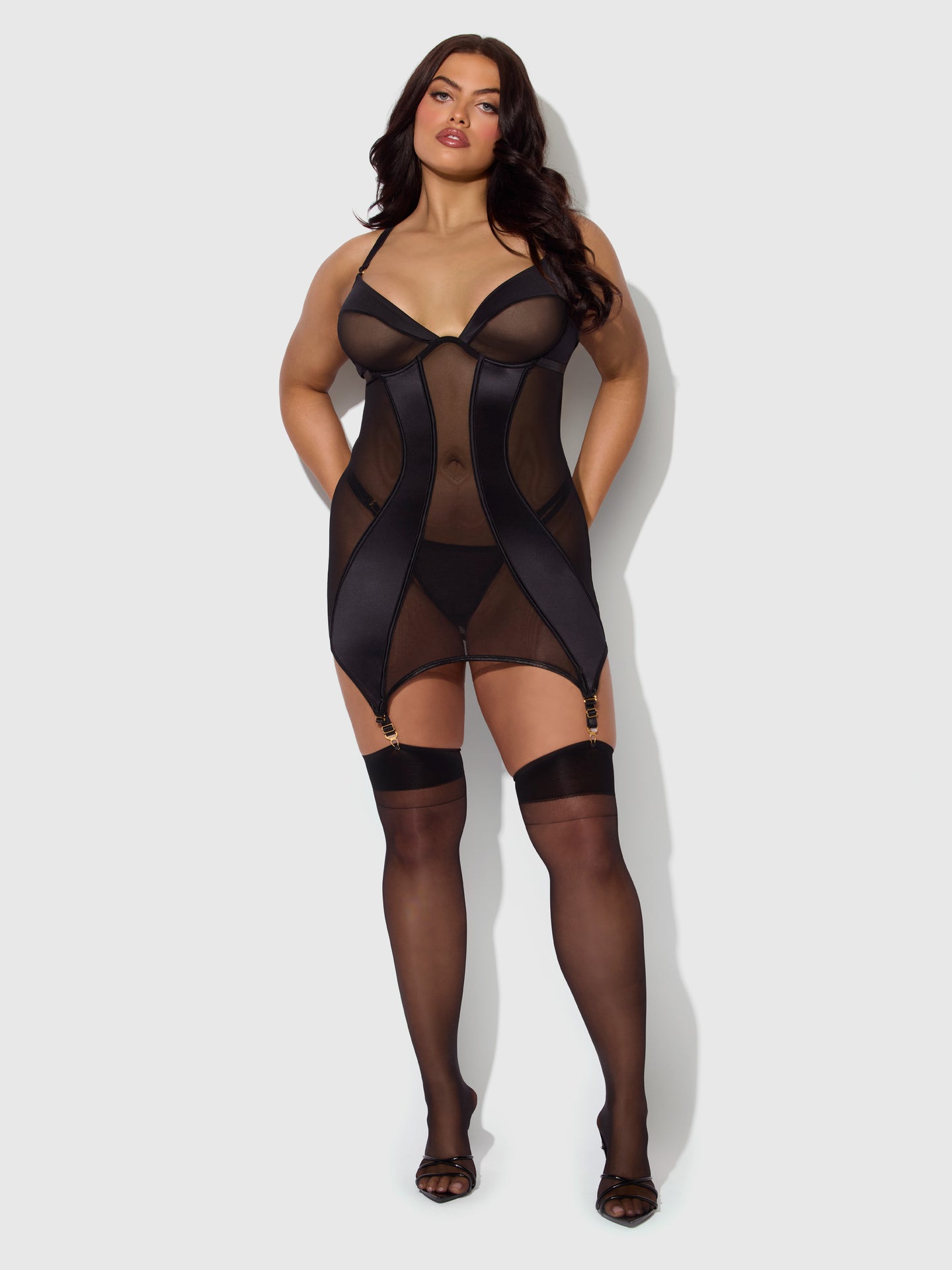 RAQUEL CHEMISE SET BLACK / S