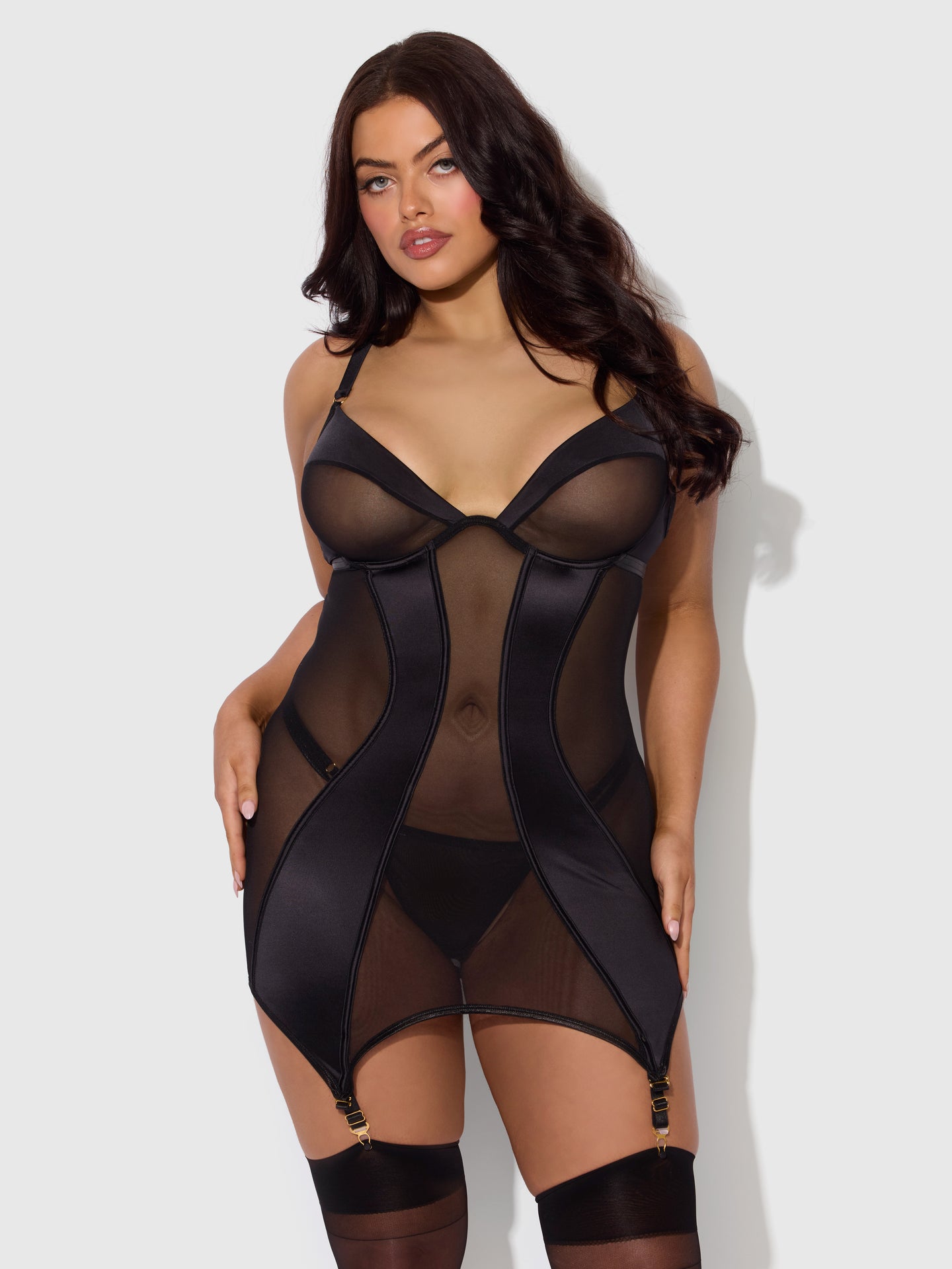 RAQUEL CHEMISE SET BLACK / S