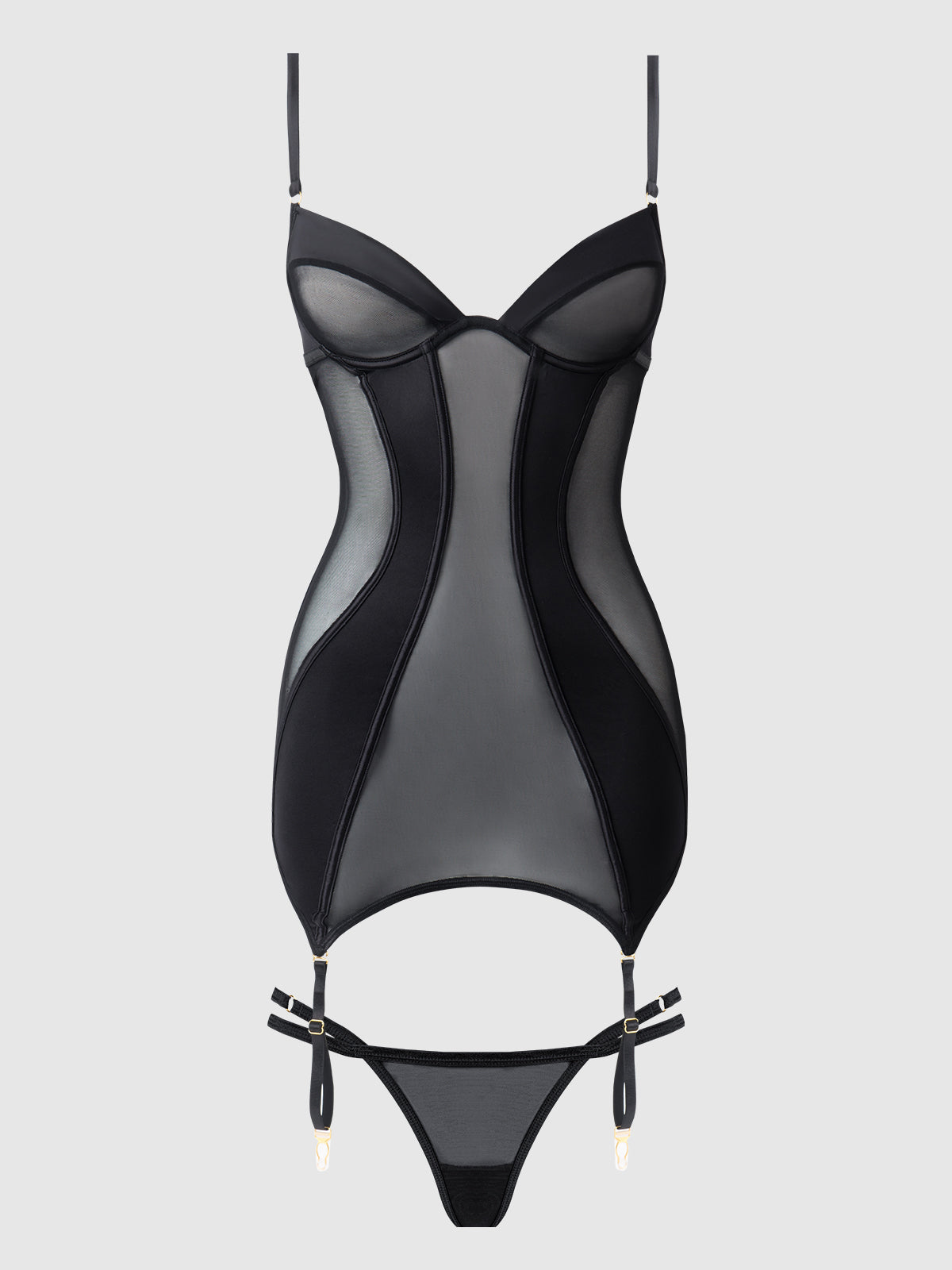 RAQUEL CHEMISE SET BLACK / S