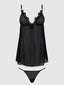 ASHLEY ALEXISS LACE & MESH BABYDOLL & G-STRING SET