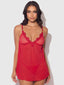ASHLEY ALEXISS LACE & MESH BABYDOLL & G-STRING SET
