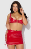 TRINITY PATENT LACE UP BRALETTE, SKIRT & G-STRING SET