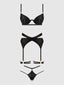 SNAKE VELVET-BURNOUT MESH BRA, GARTER, & BACKESS HIPSTER SET