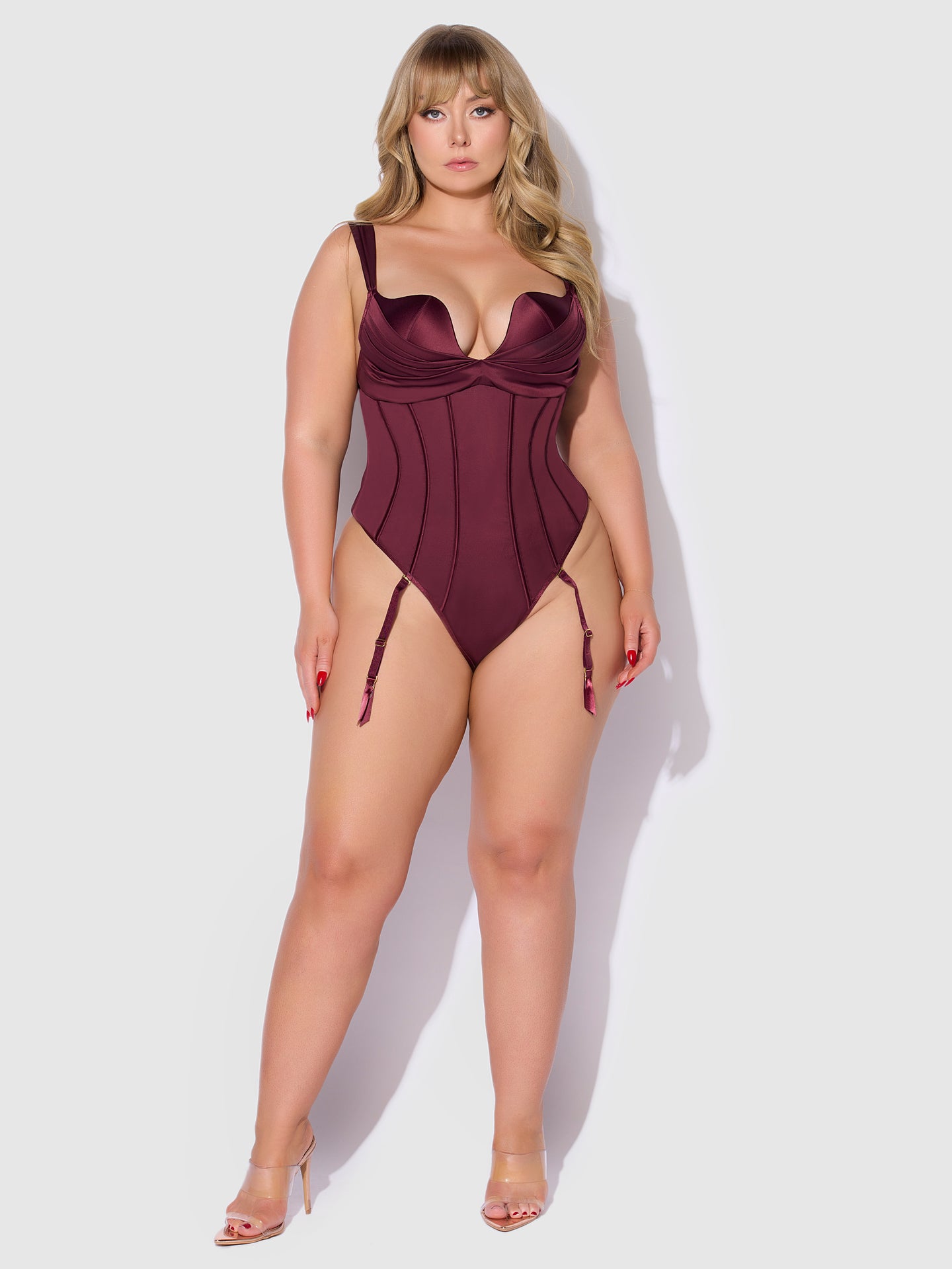 BRIGETA SATIN DRAPED PUSH UP TEDDY