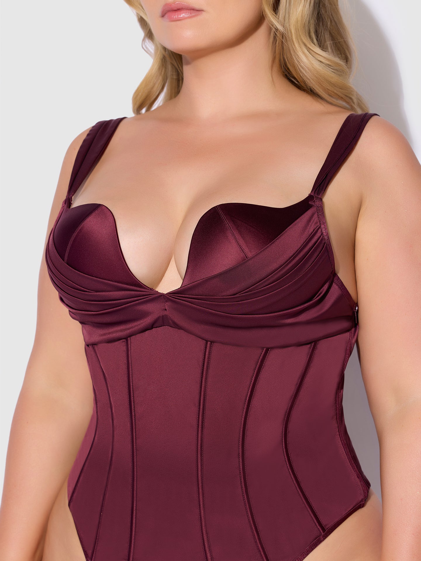 BRIGETA SATIN DRAPED PUSH UP TEDDY