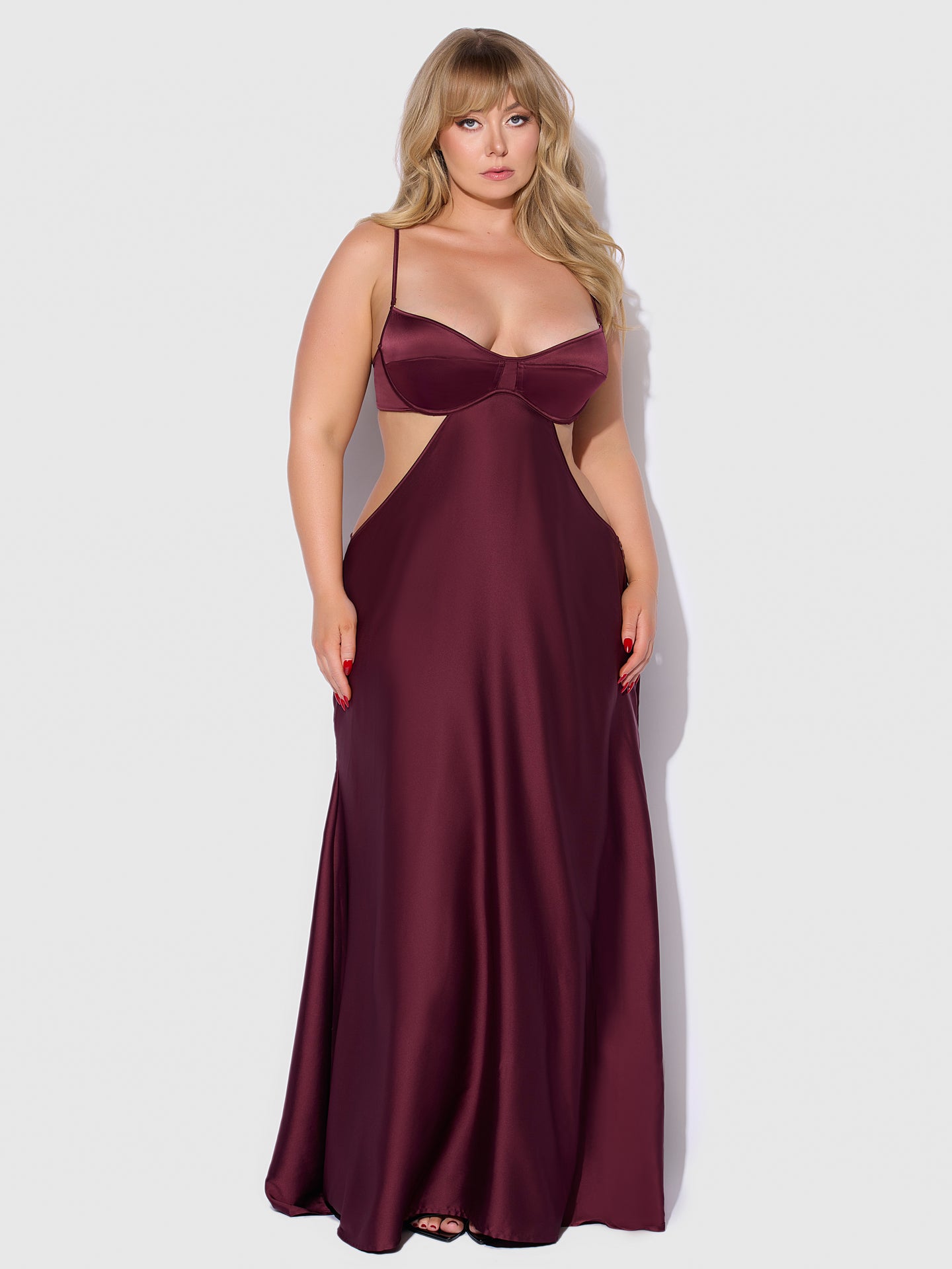 BRIGETA SATIN MONO WIRE LONG GOWN