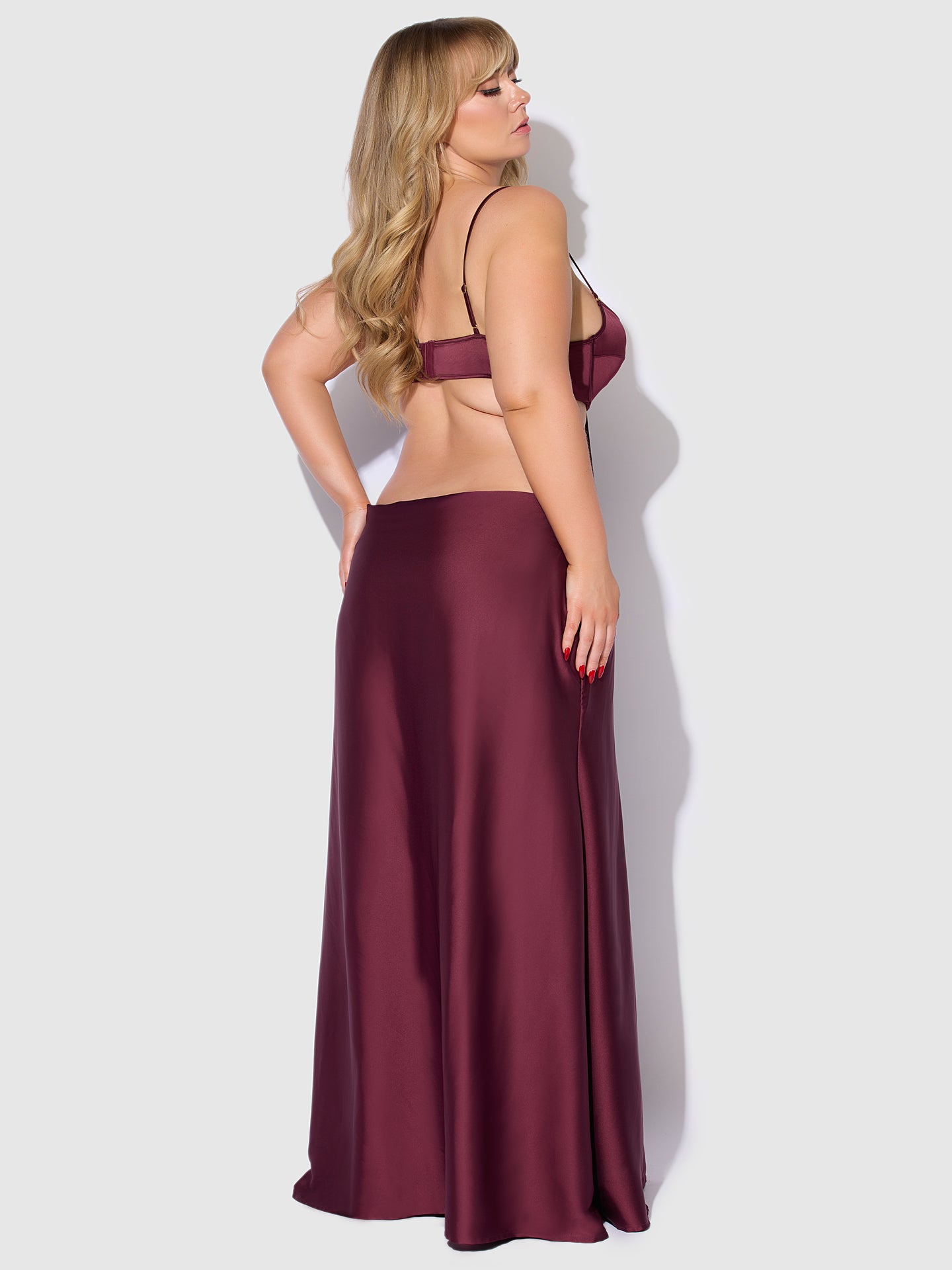 BRIGETA SATIN MONO WIRE LONG GOWN