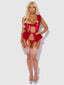MARILYN MARABOU & MESH OPENABLE BRA, GARTER, & G-STRING SET