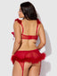 MARILYN MARABOU & MESH OPENABLE BRA, GARTER, & G-STRING SET