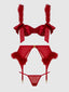 MARILYN MARABOU & MESH OPENABLE BRA, GARTER, & G-STRING SET