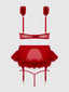 MARILYN MARABOU & MESH OPENABLE BRA, GARTER, & G-STRING SET