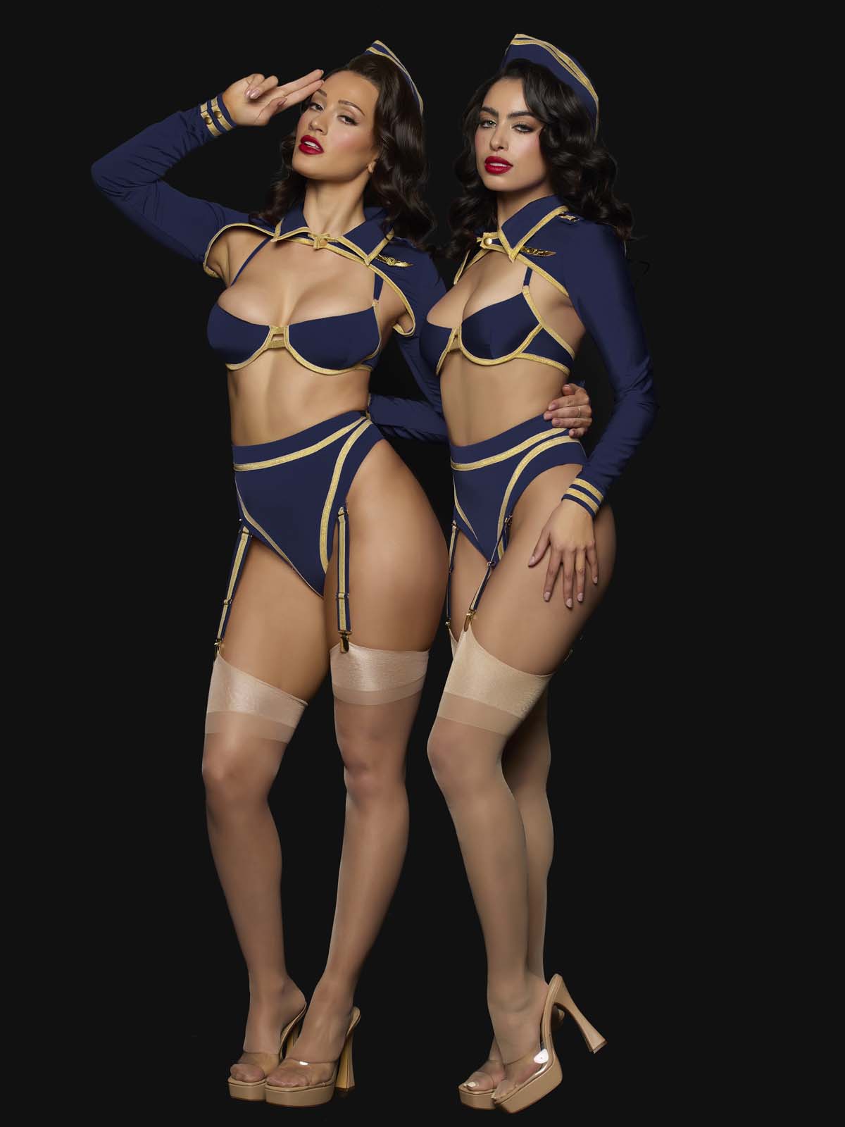 FLYING HIGH PILOT BRA TOP, HIWAIST PANTY & HAT SET