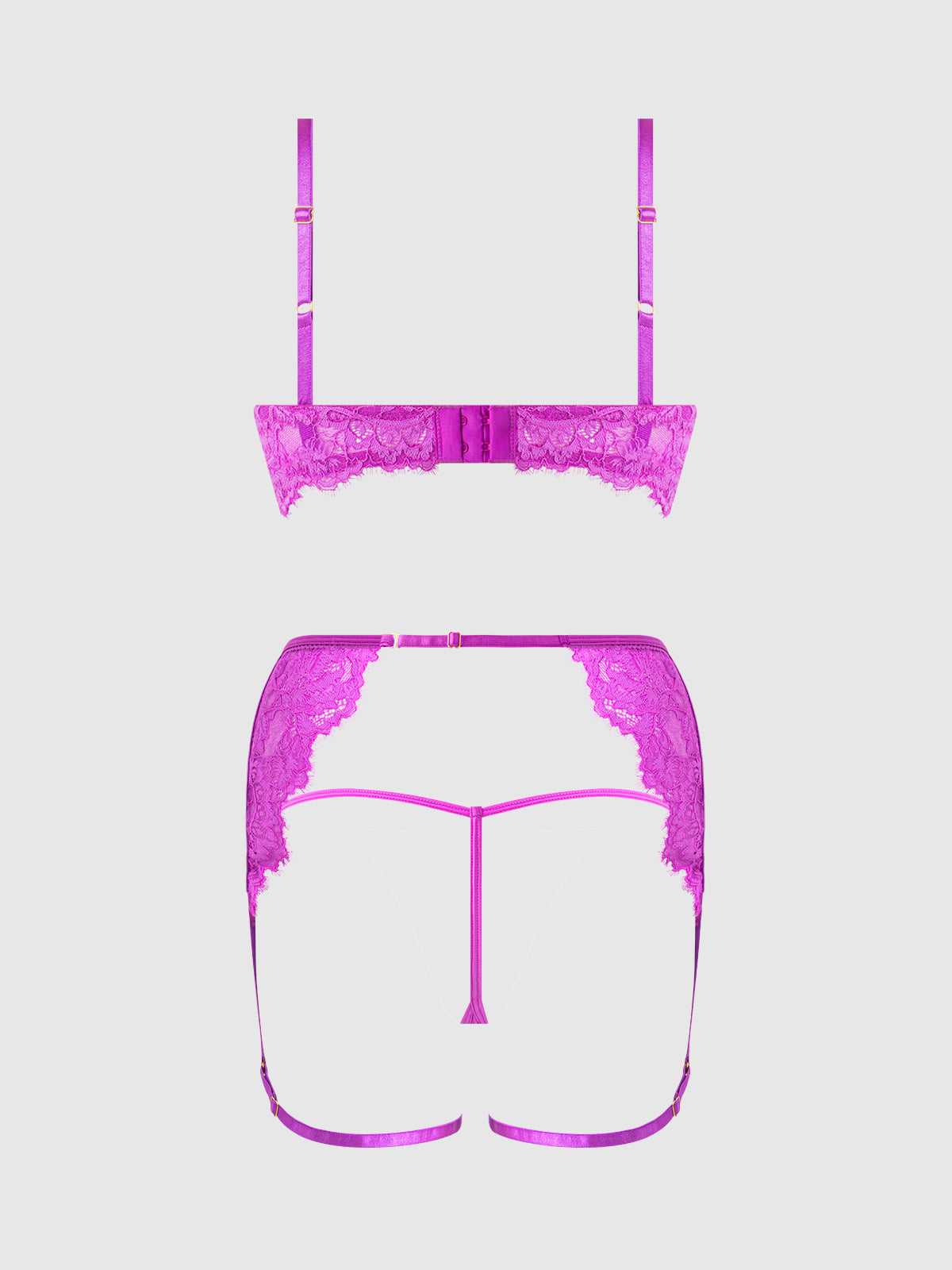 REANNA LACE & CHAIN BRA, GARTER & G-STRING SET