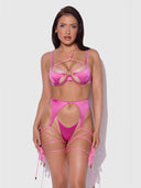 IRYNA SILKY MICRO & ROPE BRA, GARTER & THONG SET