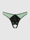 LARA LACE & LIQUID SATIN PEARL CROTCHLESS HIPSTER