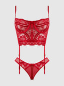 HARLOW LACE & MESH BUSTIER & BACKLESS HIPSTER SET
