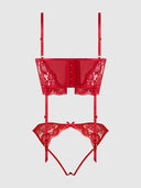 HARLOW LACE & MESH BUSTIER & BACKLESS HIPSTER SET