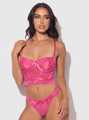 HARLOW LACE & MESH BUSTIER & BACKLESS HIPSTER SET