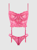 HARLOW LACE & MESH BUSTIER & BACKLESS HIPSTER SET