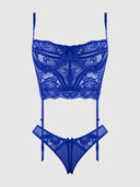 HARLOW LACE & MESH BUSTIER & BACKLESS HIPSTER SET