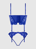 HARLOW LACE & MESH BUSTIER & BACKLESS HIPSTER SET