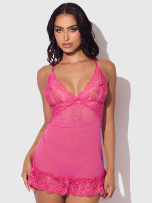 HARLOW LACE & MESH BABYDOLL & G-STRING SET