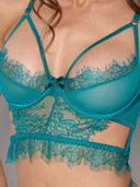 MILA EYELASH LACE STRAPPY LONGLINE BRA & TANGA SET