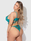 MILA EYELASH LACE STRAPPY LONGLINE BRA & TANGA SET