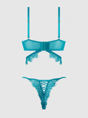 MILA EYELASH LACE STRAPPY LONGLINE BRA & TANGA SET