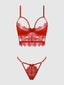 MILA EYELASH LACE STRAPPY LONGLINE BRA & TANGA SET