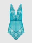 MILA MESH & EYELASH LACE HIGH SLIT ROMPER TEDDY