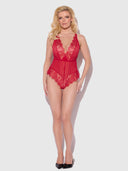 MILA MESH & EYELASH LACE HIGH SLIT ROMPER TEDDY