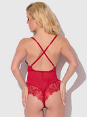MILA MESH & EYELASH LACE HIGH SLIT ROMPER TEDDY