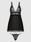 MILA EYELASH LACE & MESH BABYDOLL & G-STRING SET