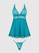 MILA EYELASH LACE & MESH BABYDOLL & G-STRING SET