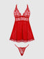 MILA EYELASH LACE & MESH BABYDOLL & G-STRING SET