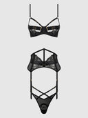 NADIA LACE & MESH BRA, GARTER & G-STRING SET