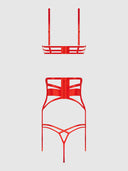 NADIA LACE & MESH BRA, GARTER & G-STRING SET