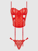 NADIA LACE & MESH CORSET & BACKLESS HIPSTER SET