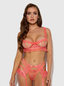 PORTIA SWISS DOT CUTOUT BRA, GARTER & THONG SET