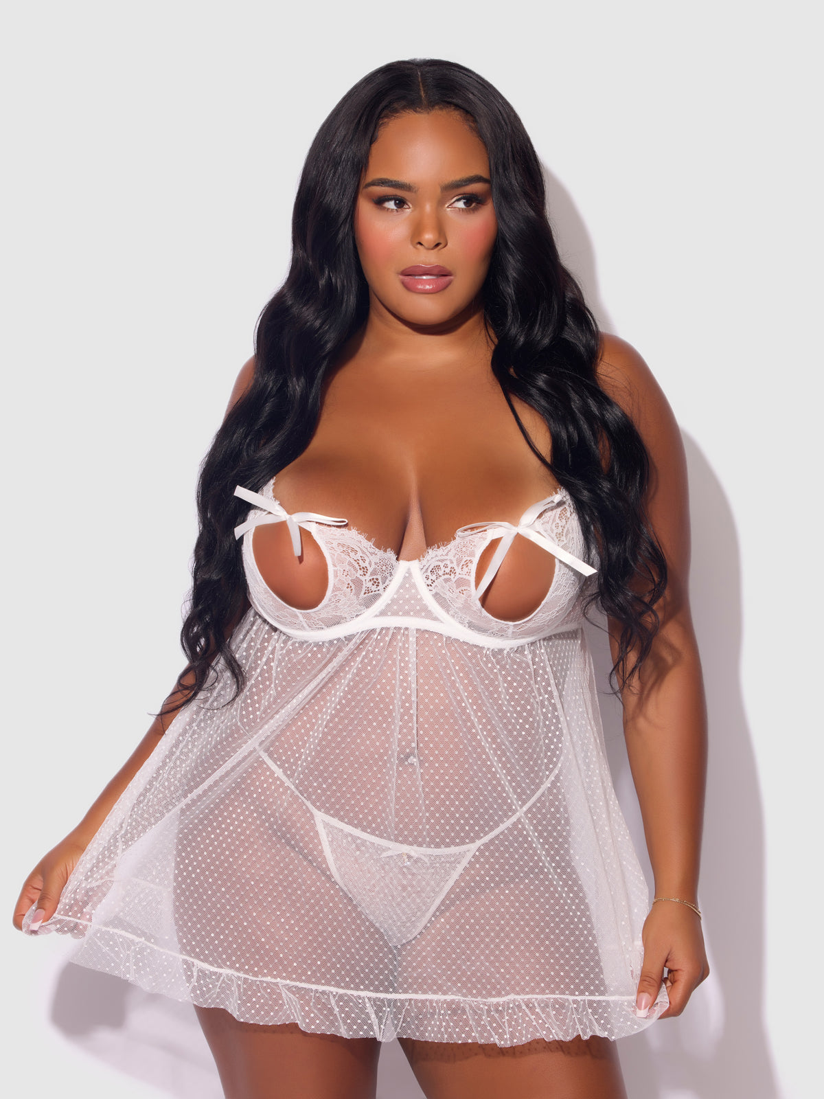 PORTIA SWISS DOT BABYDOLL & G-STRING SET