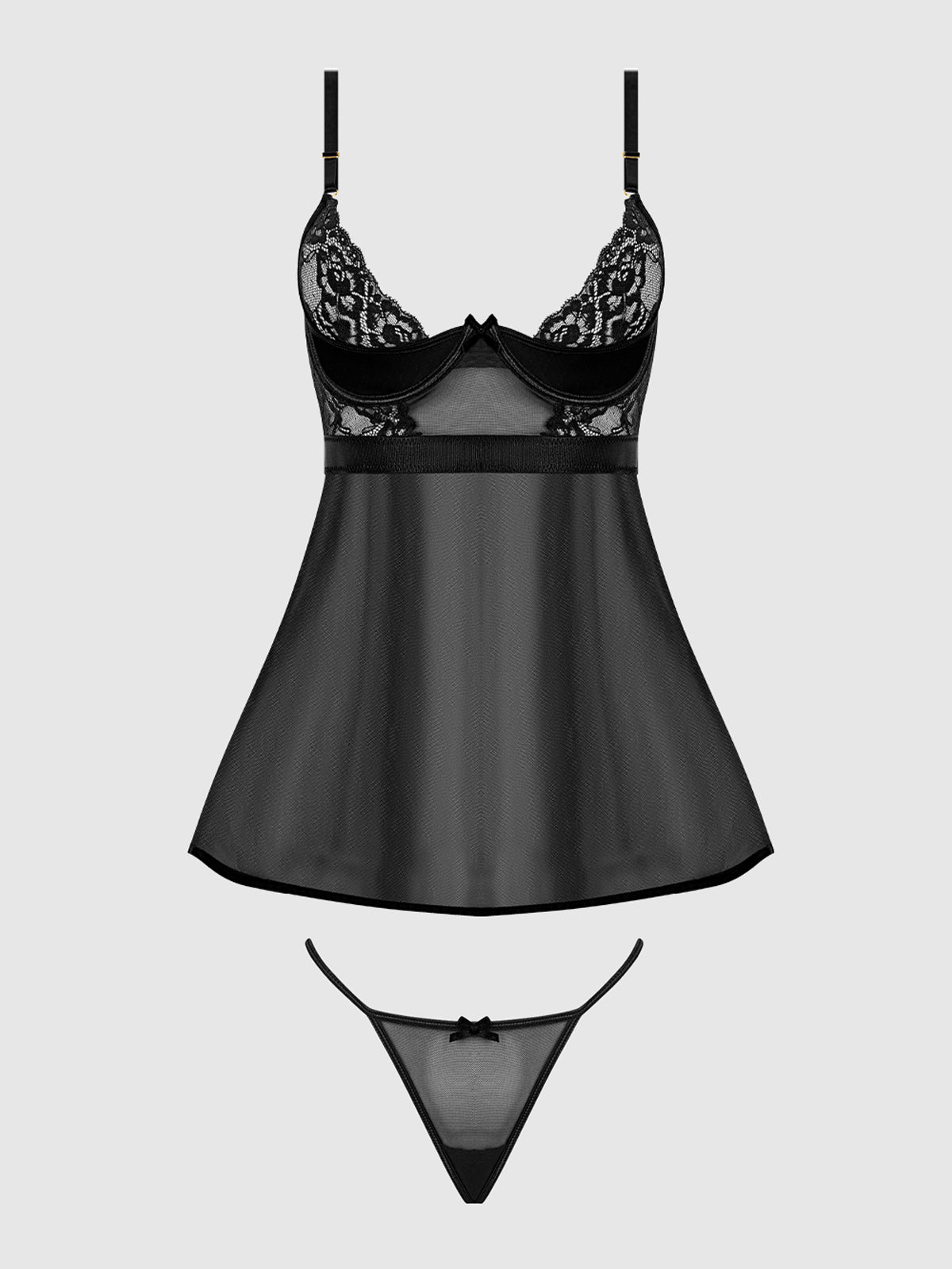 NATASHA LACE & MICRO BABYDOLL & G-STRING SET