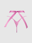 NATASHA SATIN & LACE BOW TIE G-STRING