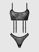 ROSALIE EMBROIDERED LACE GARTER BRALETTE & TANGA SET
