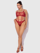 ROSALIE EMBROIDERED LACE GARTER BRALETTE & TANGA SET