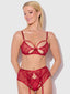 ROSALIE EMBROIDERED LACE OPEN-CUP BRA, GARTER & G-STRING SET